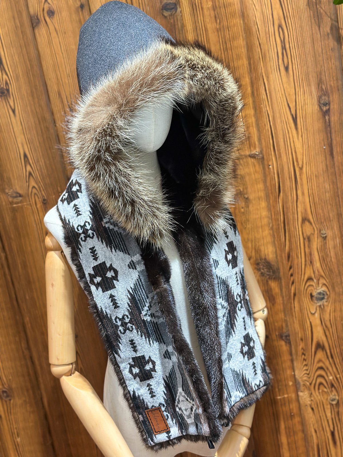 Foulard à capuchon amovible et réversible Gris et noir