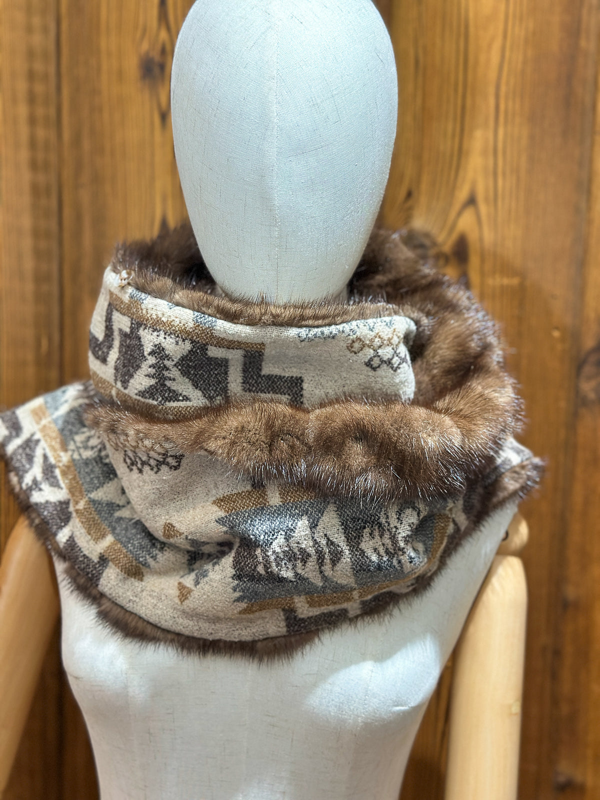 Foulard à capuchon amovible et réversible Beige et mauve