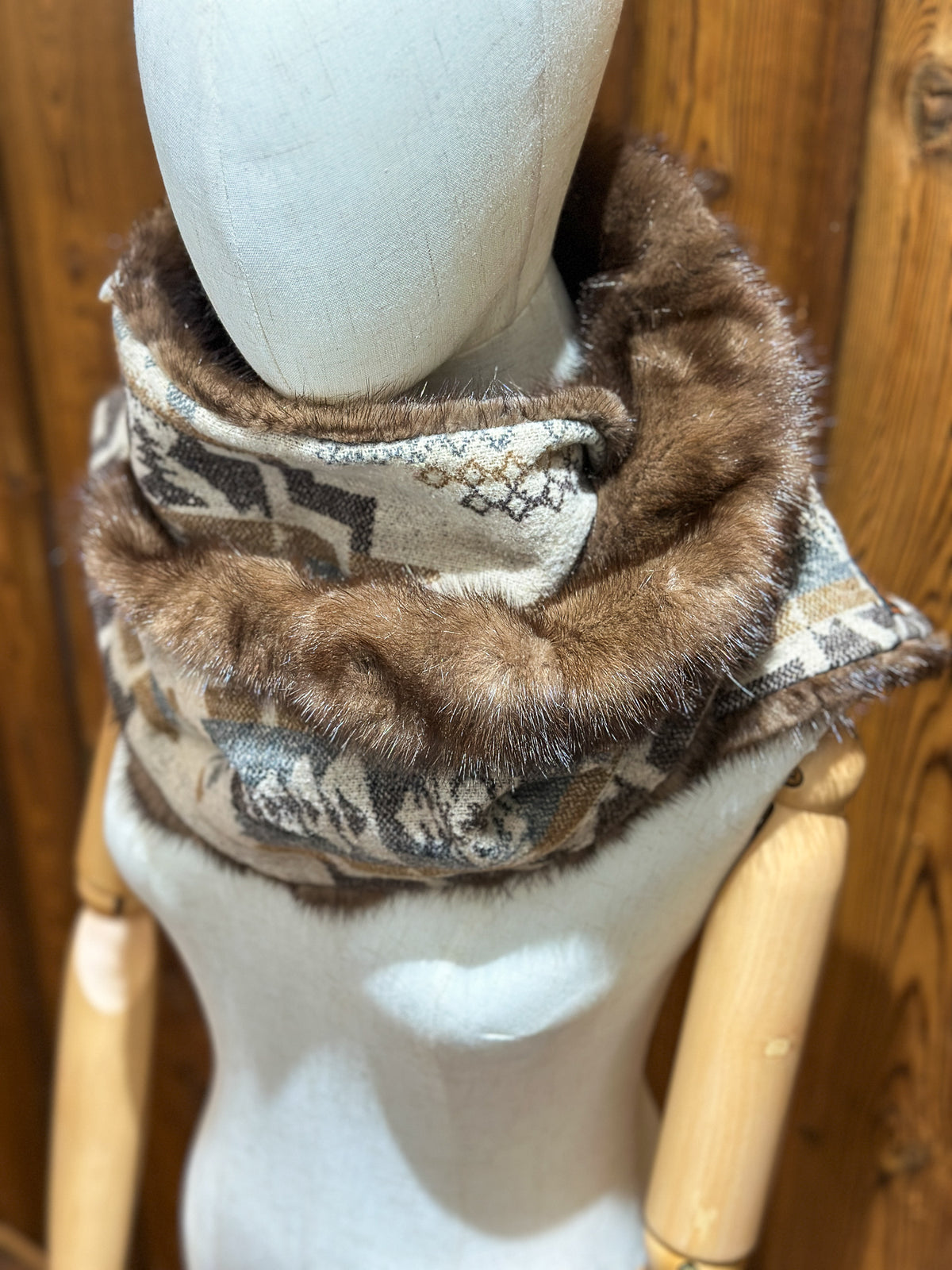 Foulard à capuchon amovible et réversible Beige et mauve