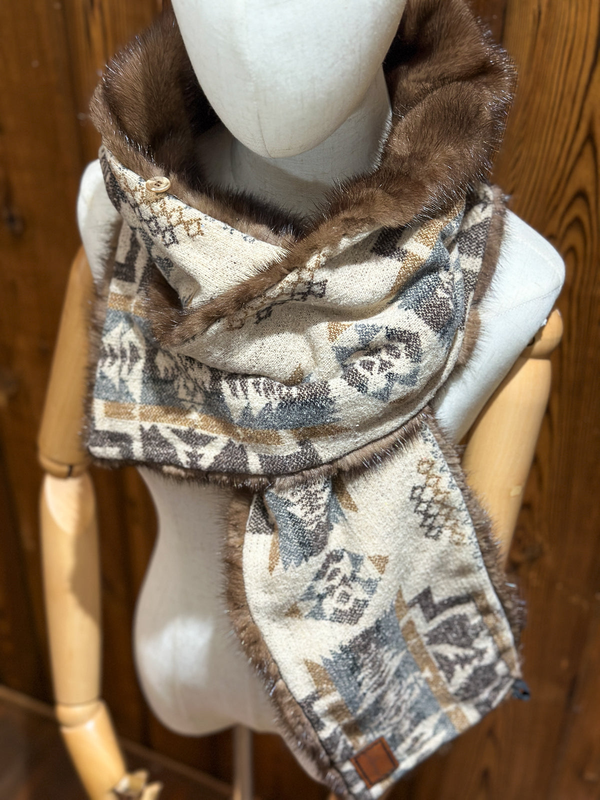 Foulard à capuchon amovible et réversible Beige et mauve