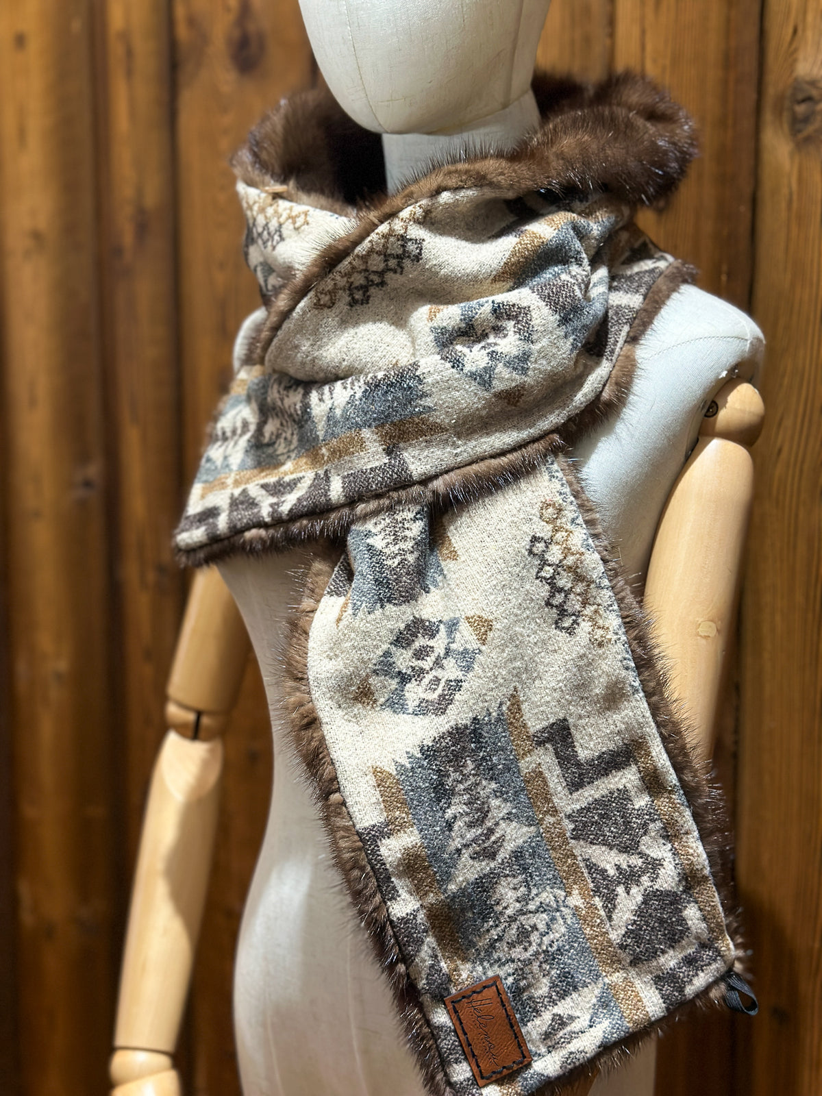 Foulard à capuchon amovible et réversible Beige et mauve