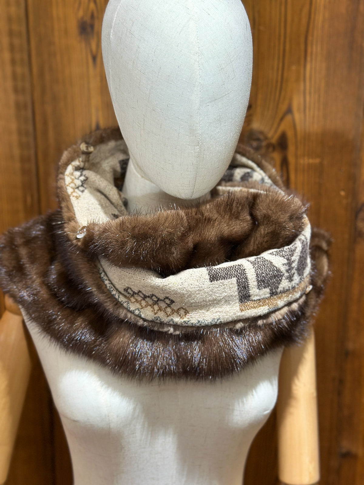 Foulard à capuchon amovible et réversible Beige et mauve