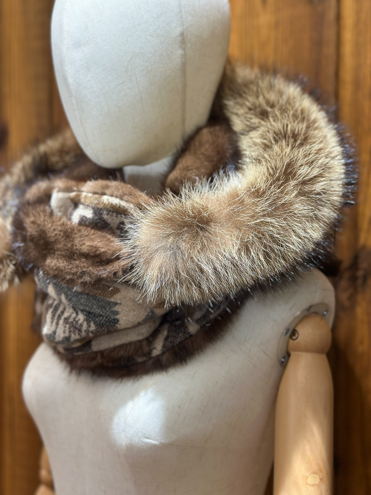 Foulard à capuchon amovible et réversible Beige et mauve