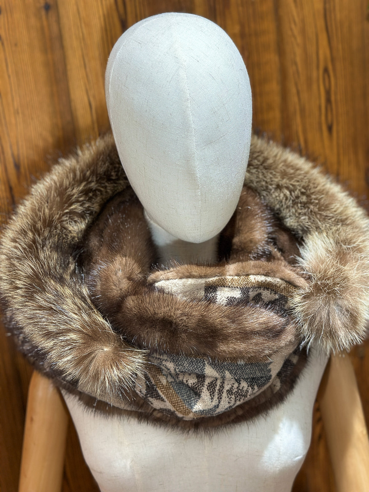 Foulard à capuchon amovible et réversible Beige et mauve
