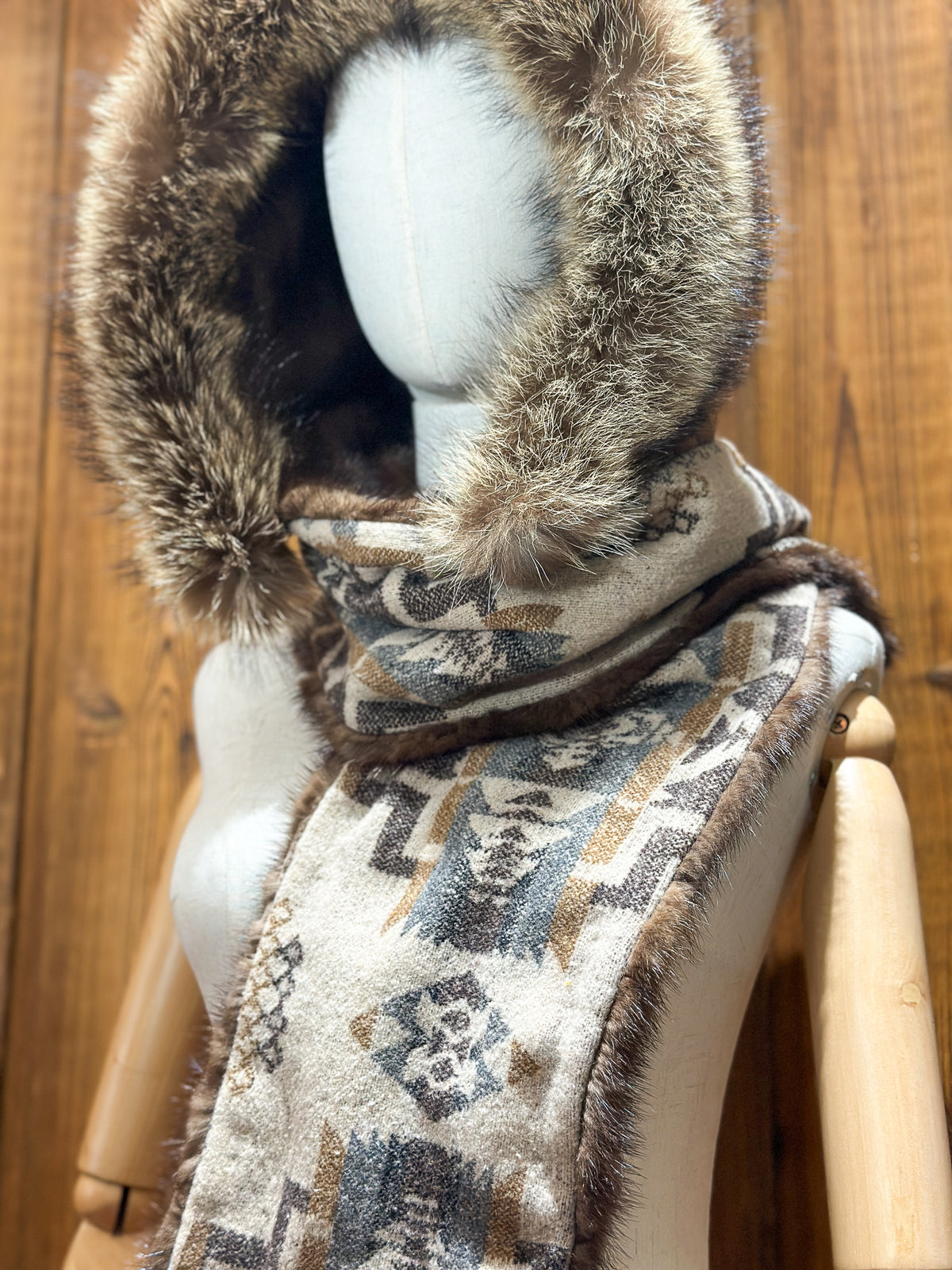 Foulard à capuchon amovible et réversible Beige et mauve