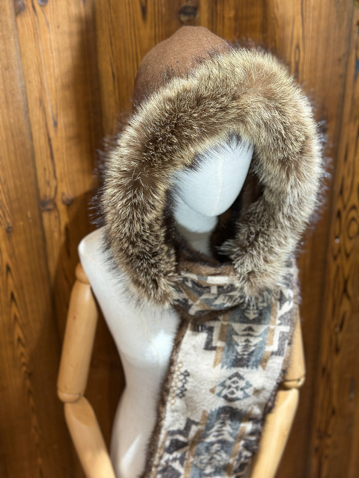 Foulard à capuchon amovible et réversible Beige et mauve
