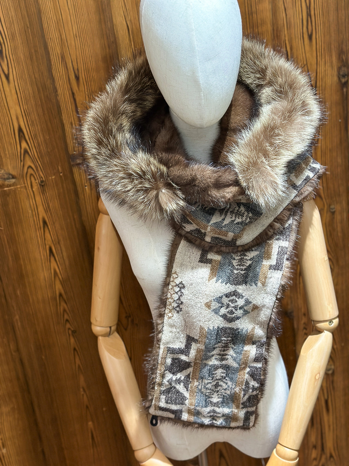 Foulard à capuchon amovible et réversible Beige et mauve