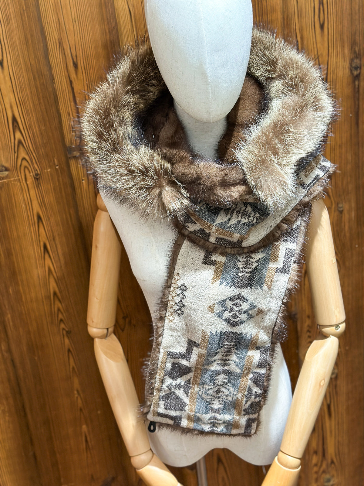 Foulard à capuchon amovible et réversible Beige et mauve