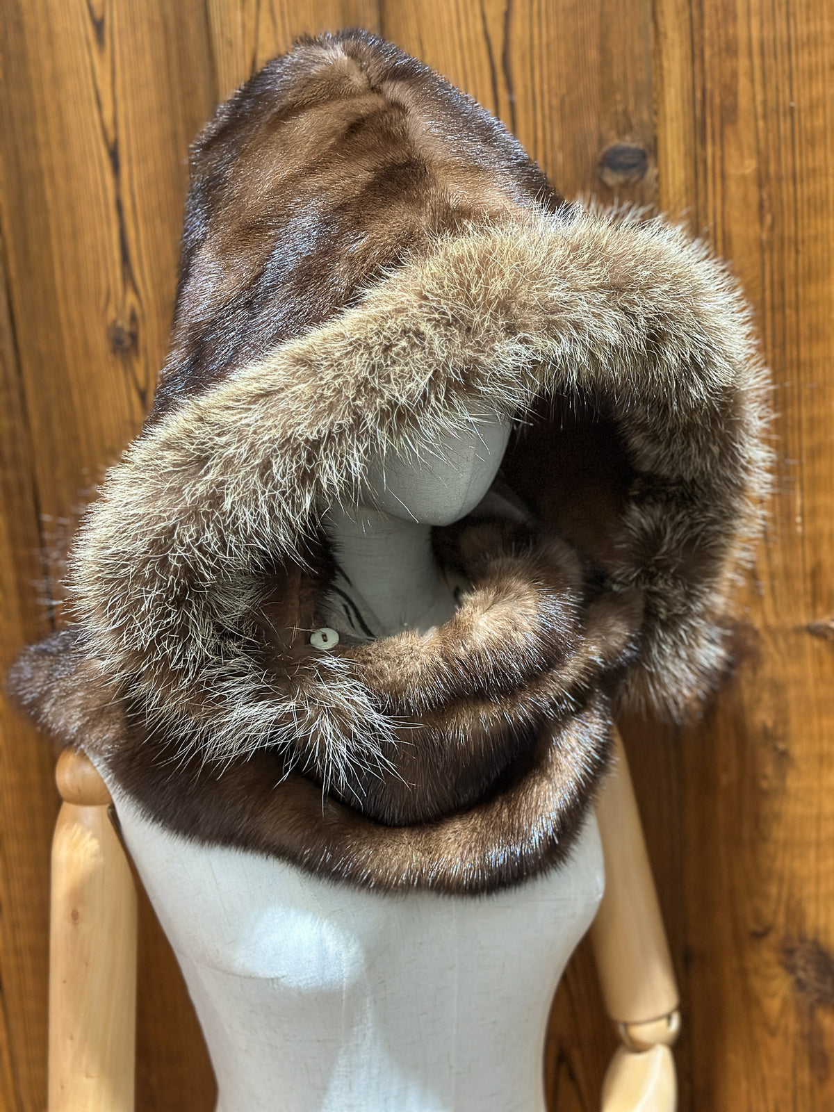 Foulard à capuchon amovible et réversible Vert et beige