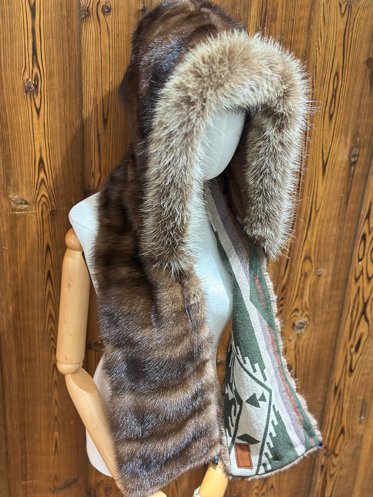 Foulard à capuchon amovible et réversible Vert et beige