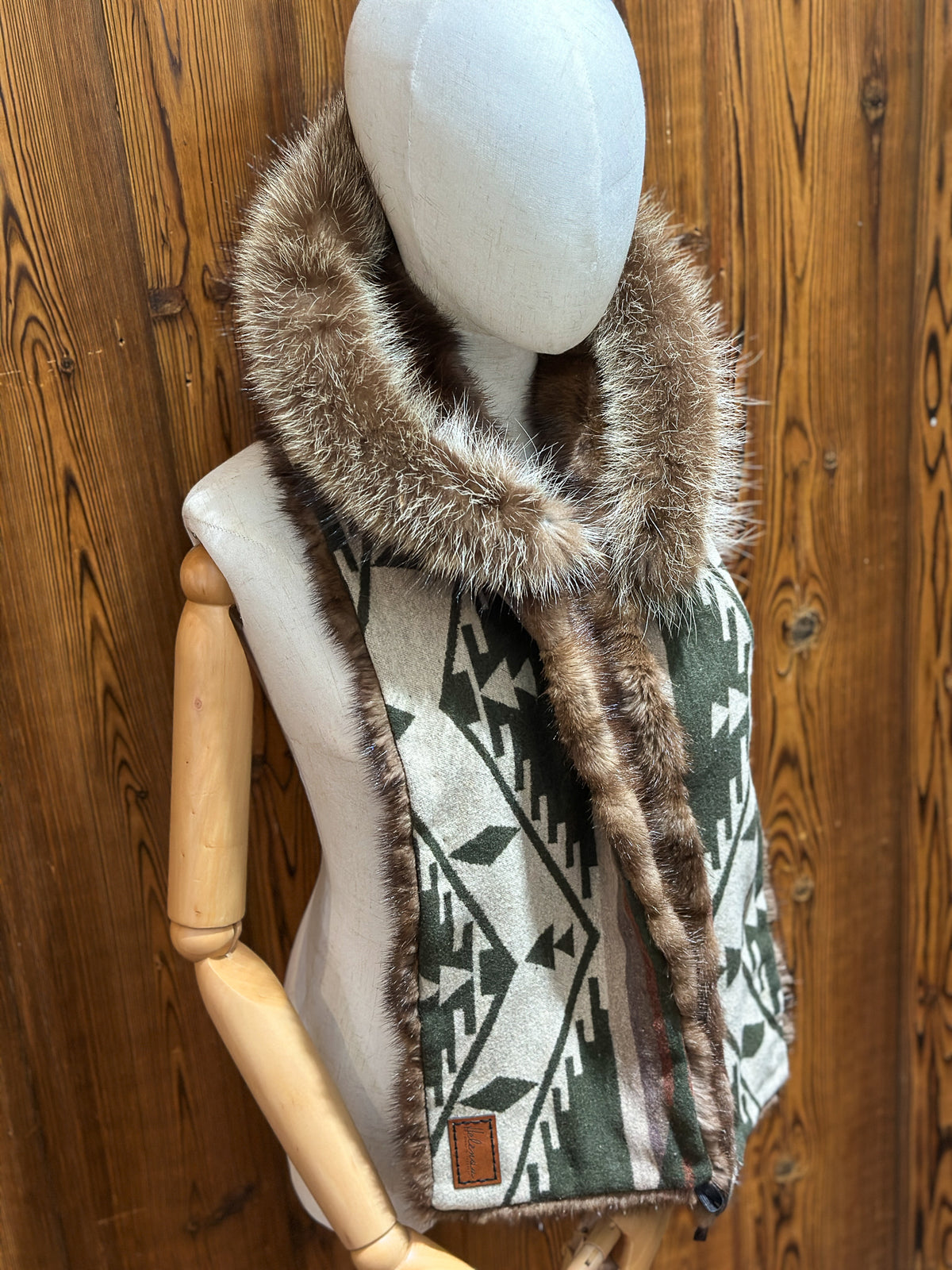 Foulard à capuchon amovible et réversible Vert et beige
