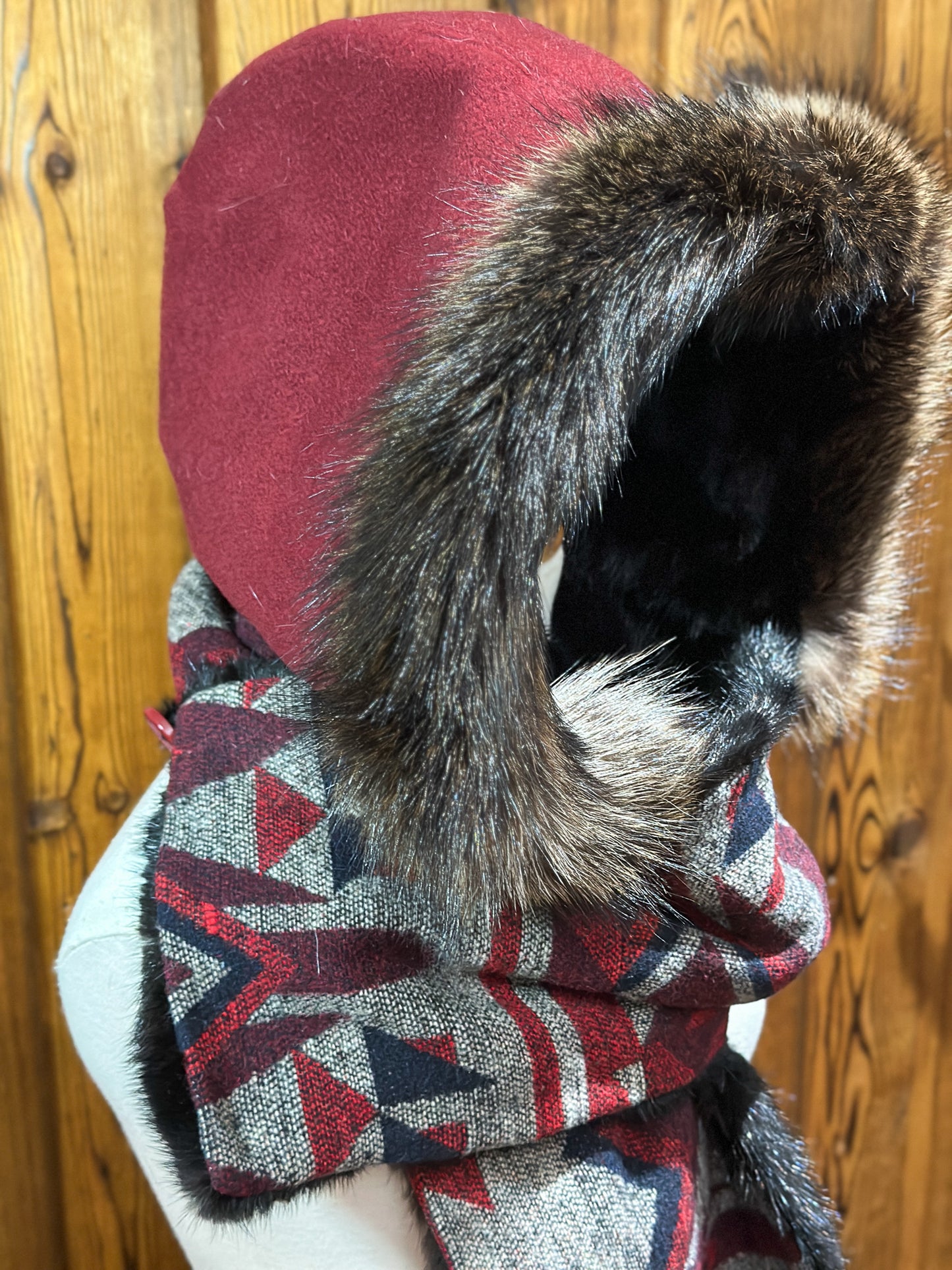 Foulard à capuchon amovible et réversible Rouge et Noir