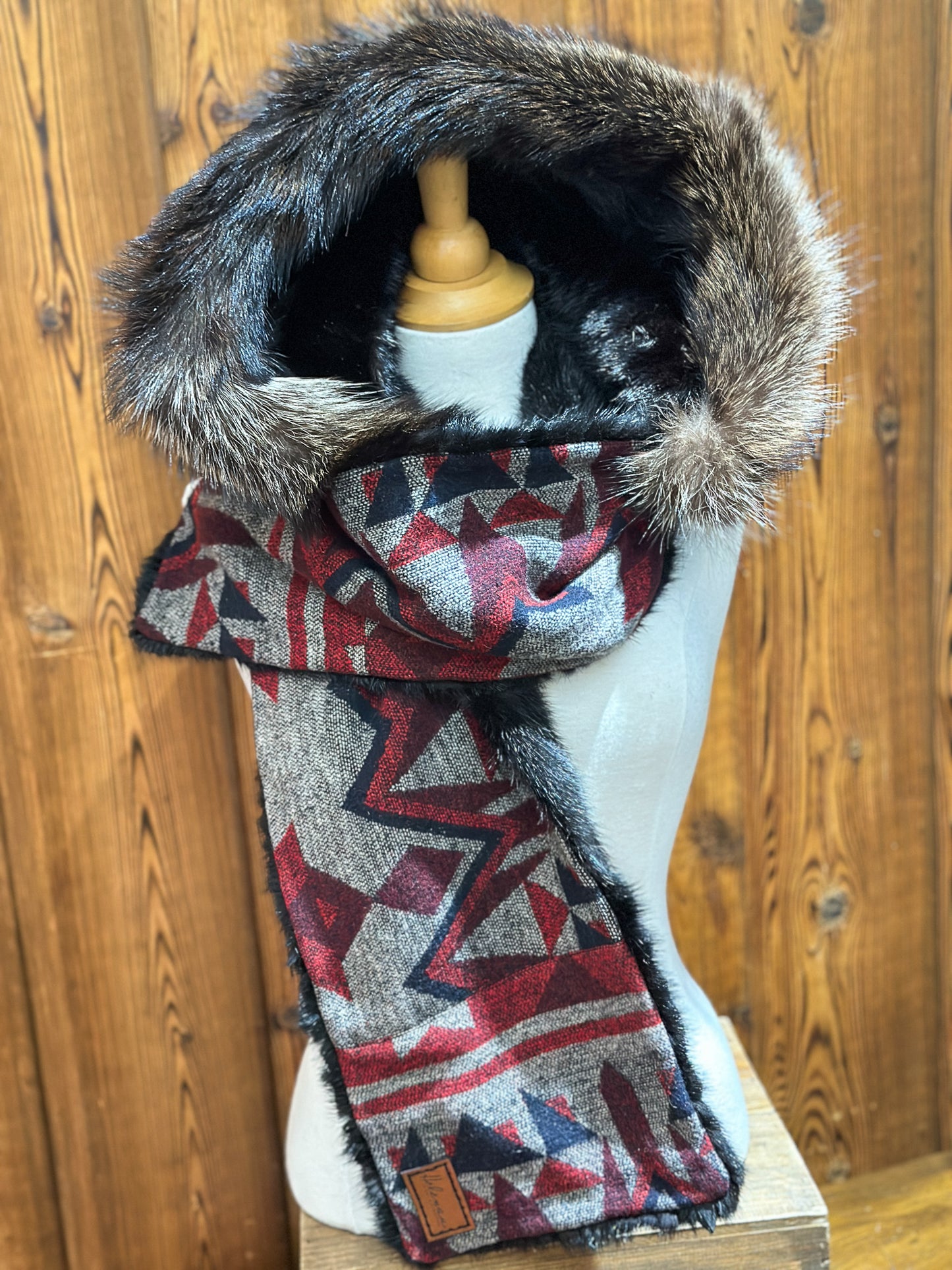 Foulard à capuchon amovible et réversible Rouge et Noir