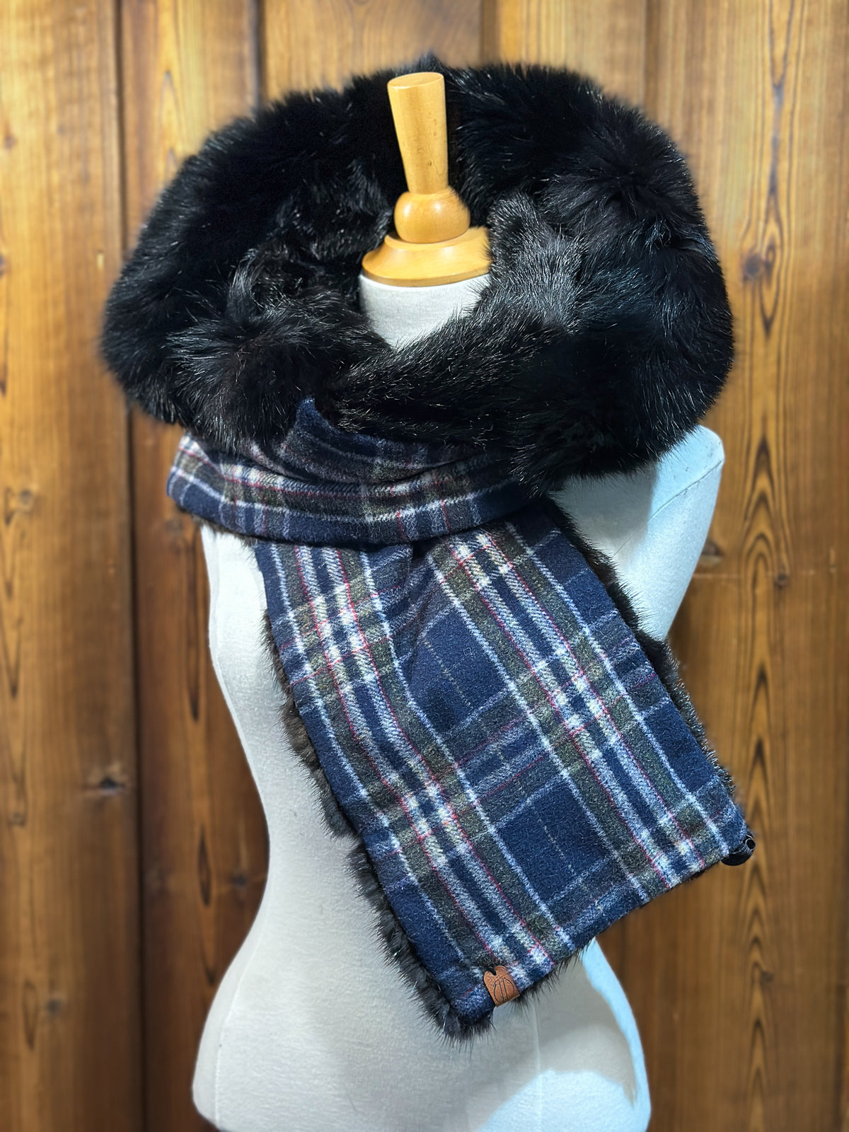 Foulard à capuchon amovible et réversible Vert, bleu et Noir