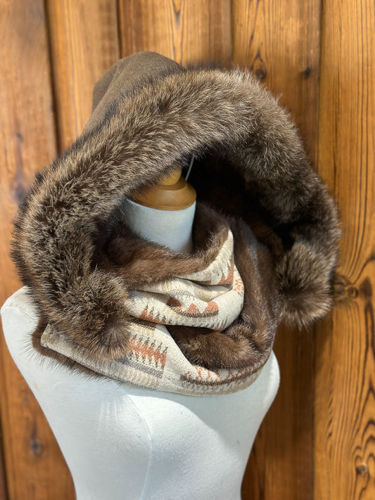 Foulard à capuchon amovible et réversible, Beige