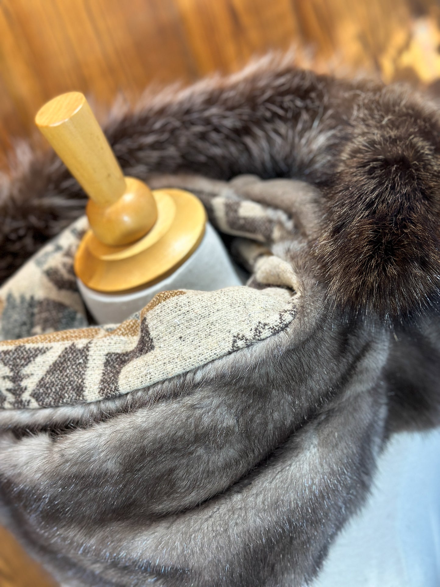 Foulard à capuchon amovible et réversible Taupe et Mauve