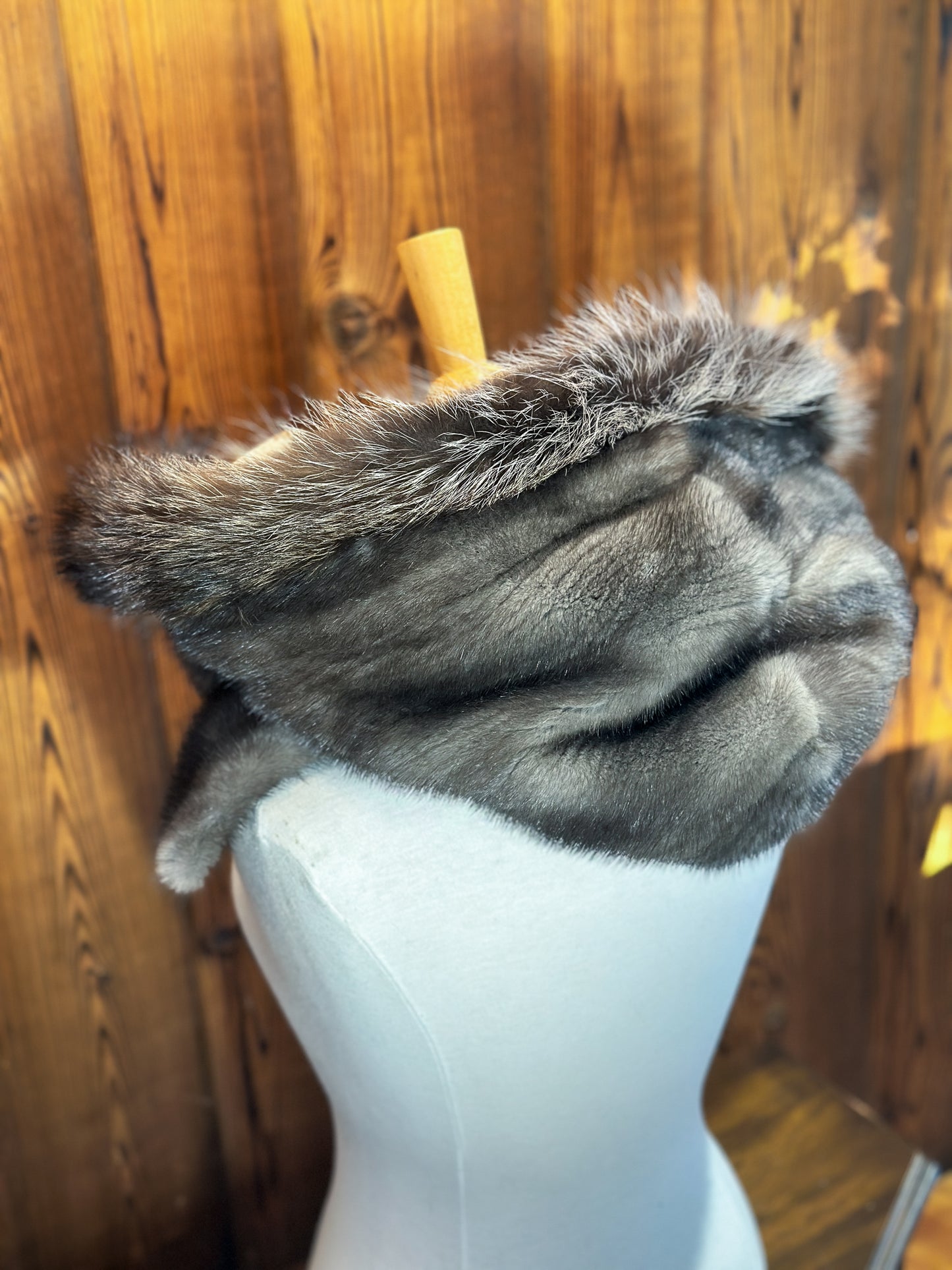 Foulard à capuchon réversible et amovible Taupe et Bleu