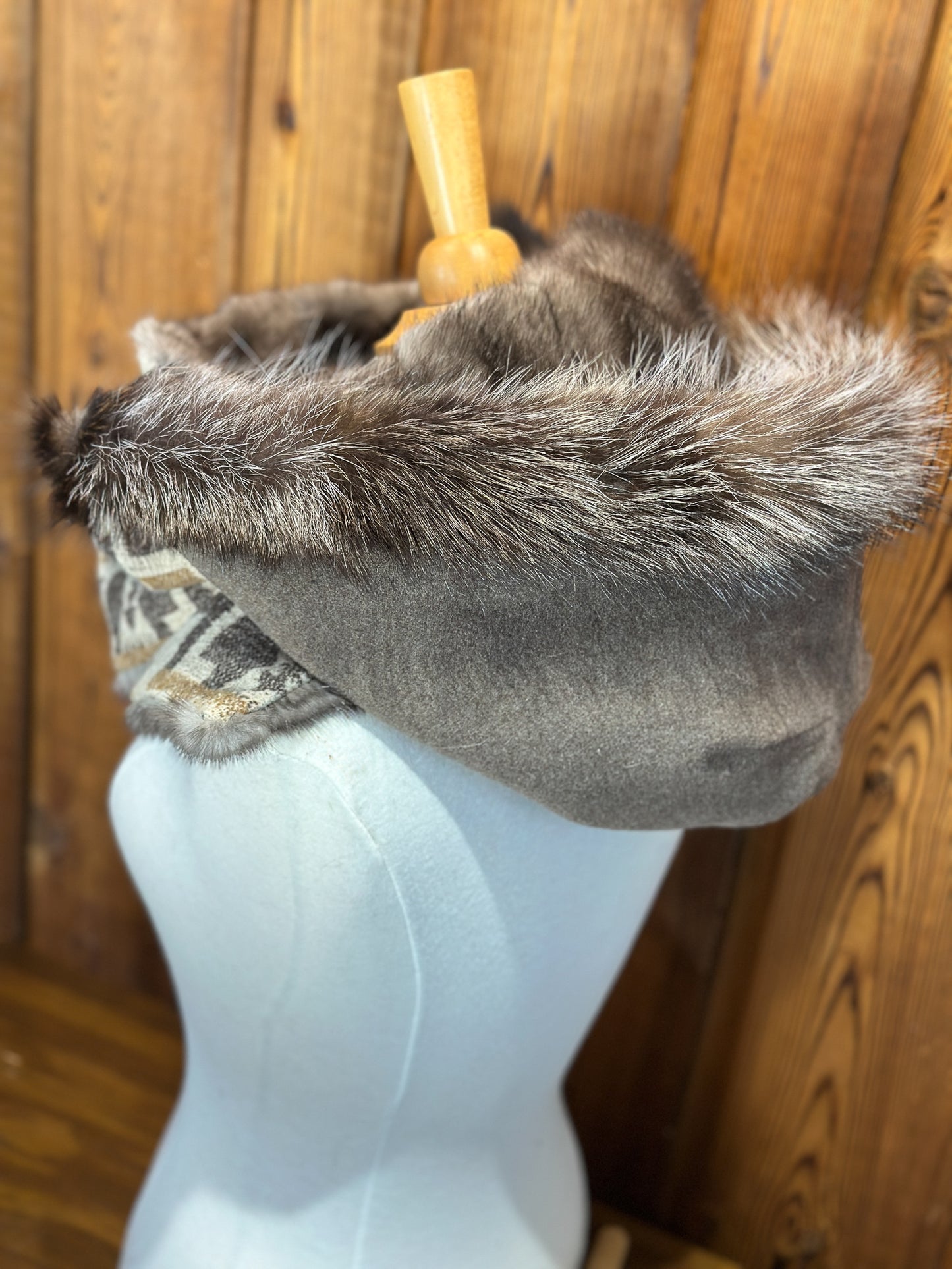 Foulard à capuchon amovible et réversible Taupe et Mauve