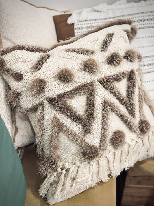 Cushion with recycled fur