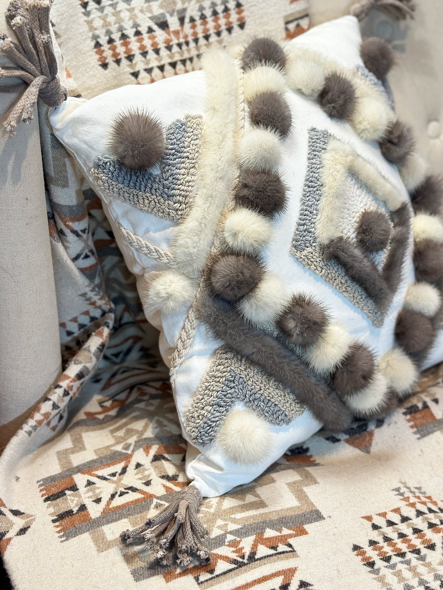 Cushion with recycled fur