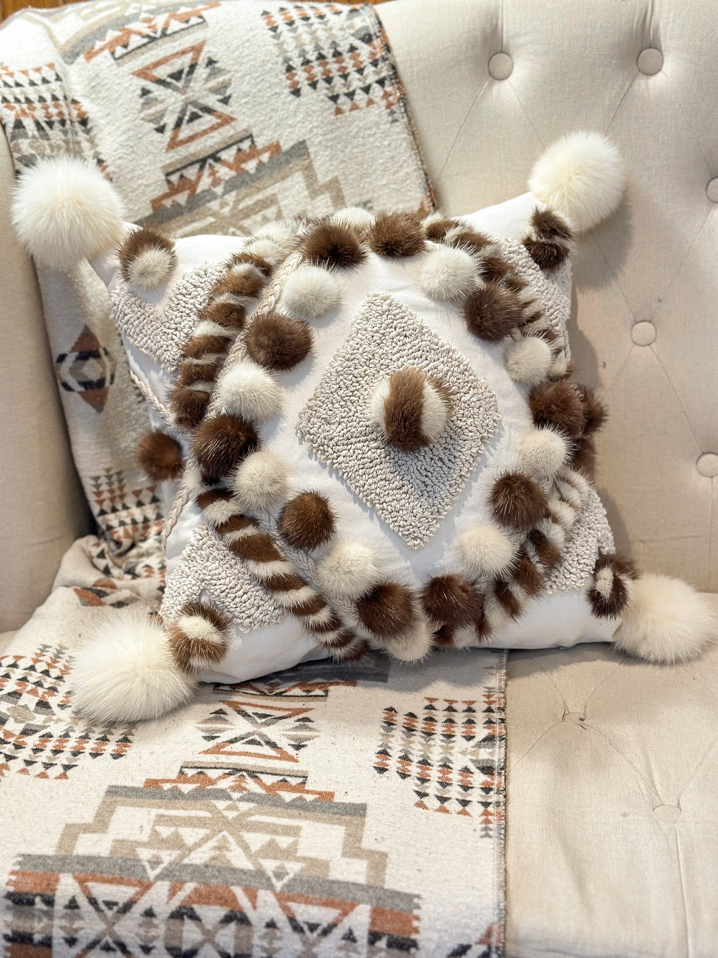 Cushion with recycled fur