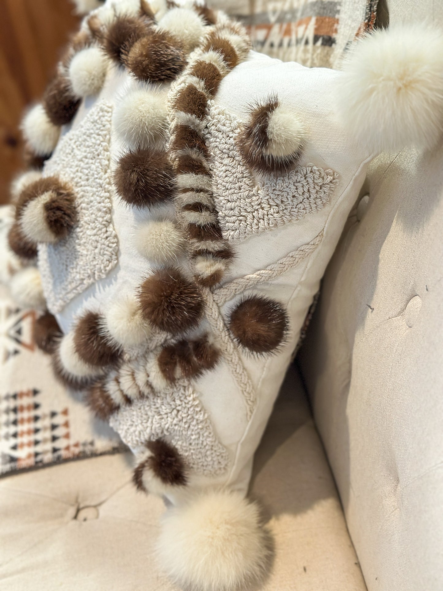 Cushion with recycled fur