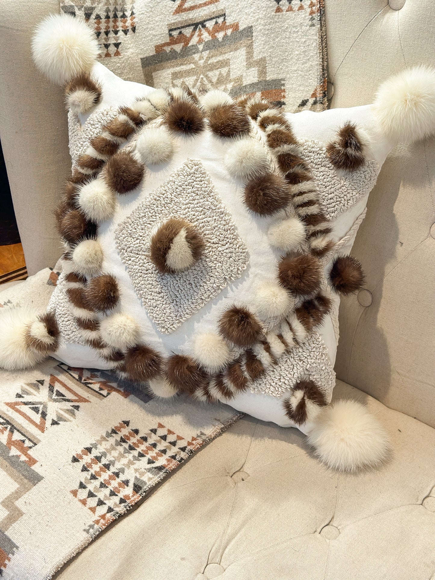 Cushion with recycled fur