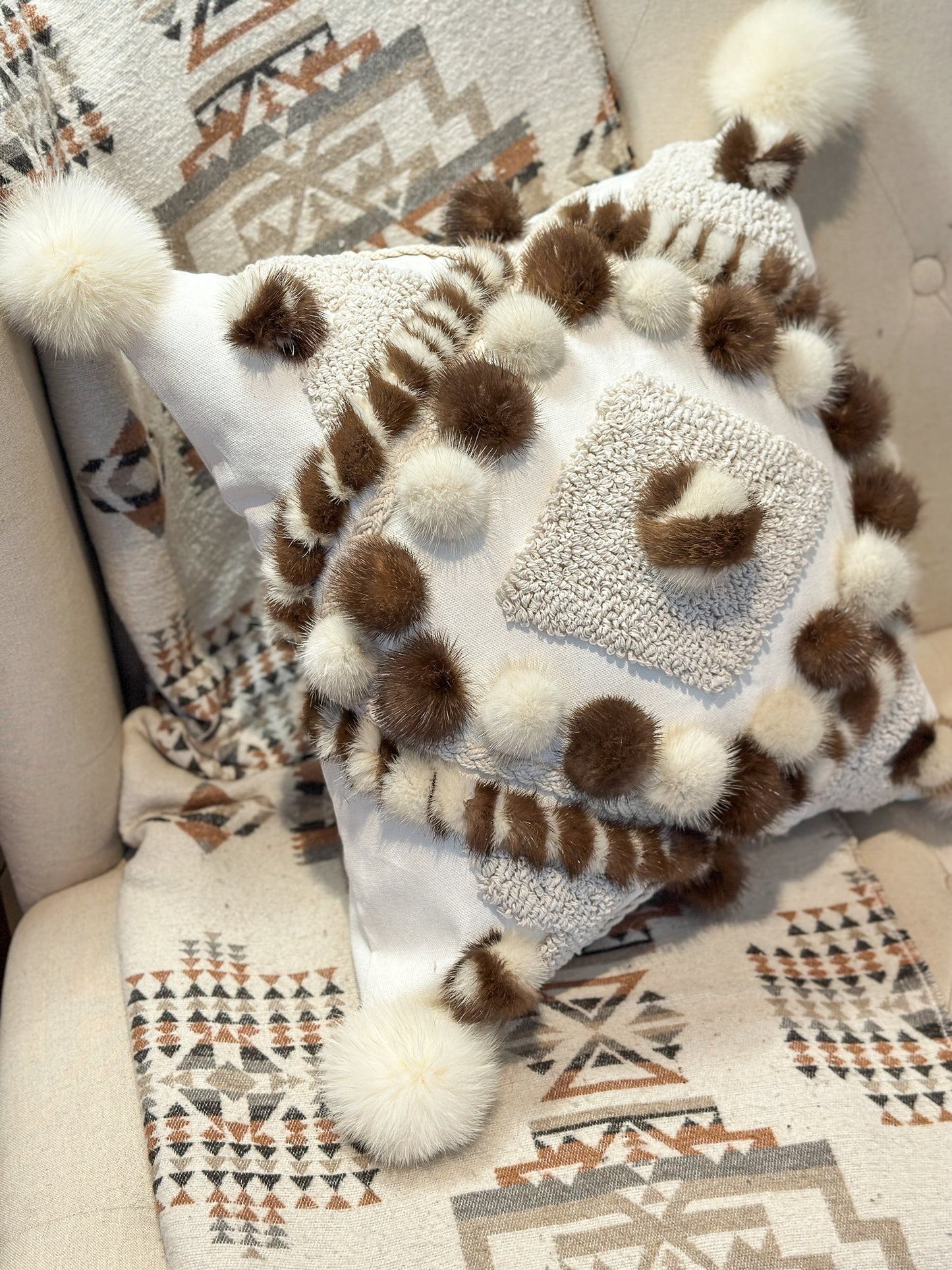 Cushion with recycled fur