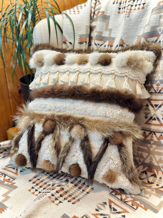 Cushion with recycled fur