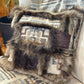 Coussin patchwork avec fourrure recyclés - 18x18