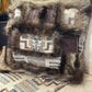 Coussin patchwork avec fourrure recyclés - 18x18