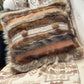 Coussin avec cuir et fourrure recyclés - 18x18
