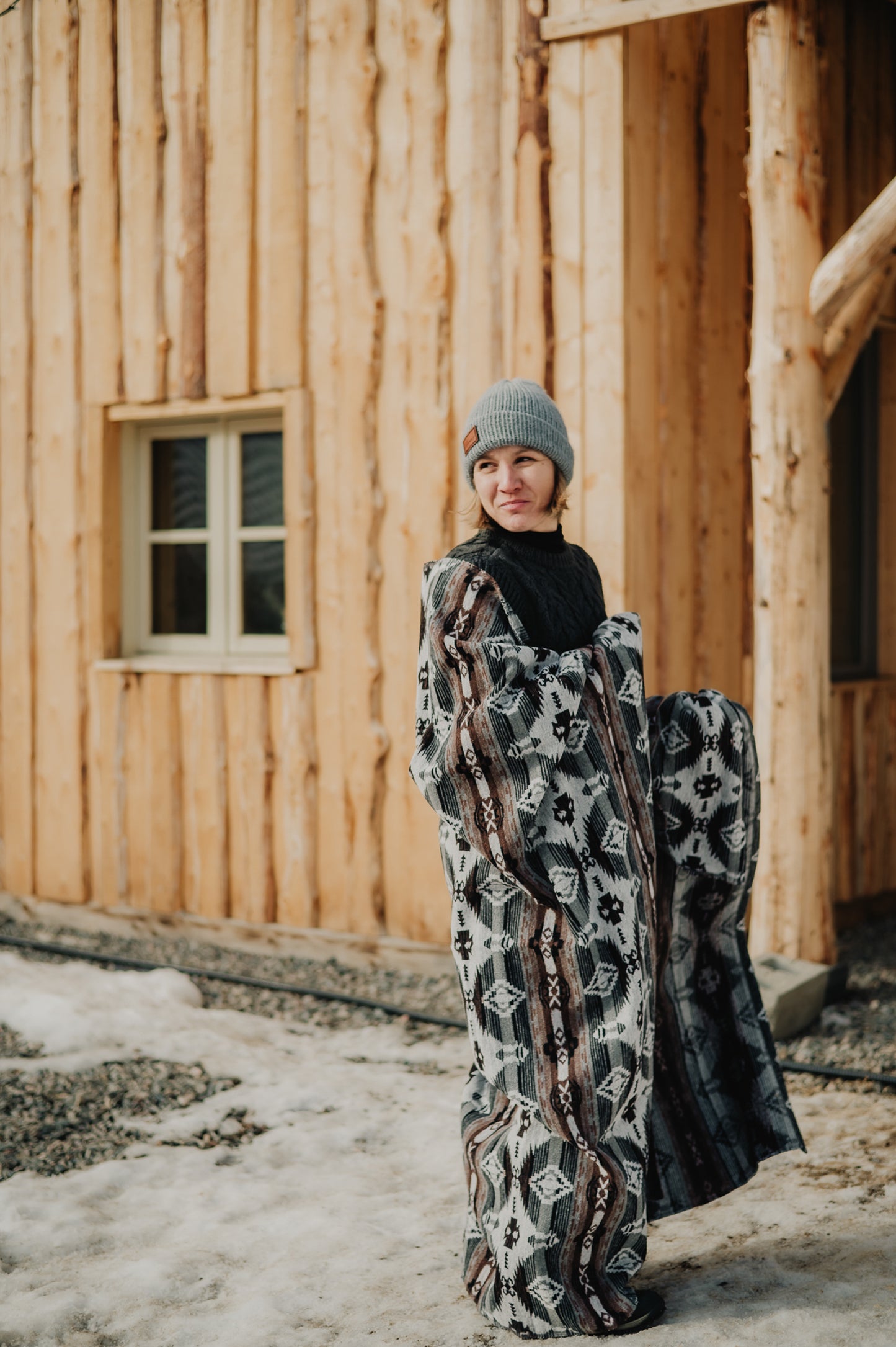 Couverture - Jeté en laine à motif boho aztèque