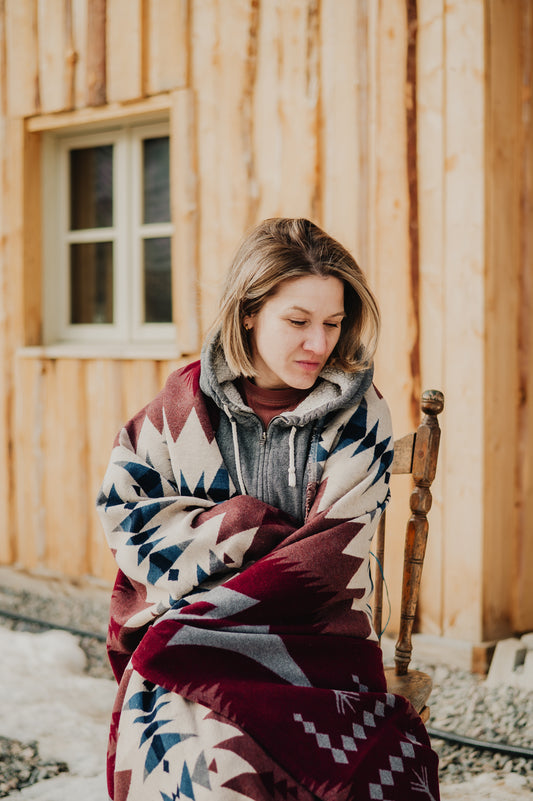 Couverture - Jeté en laine à motif boho aztèque