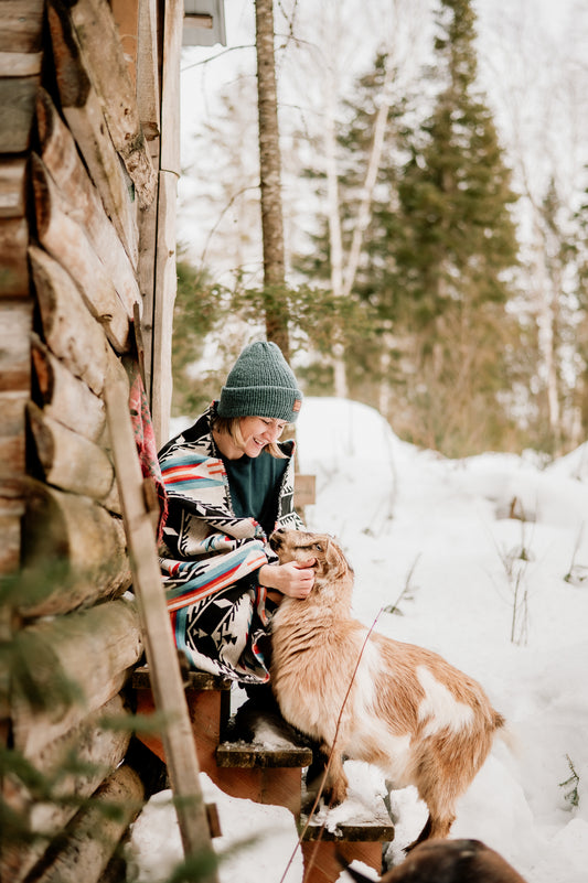 Couverture - Jeté en laine à motif boho aztèque