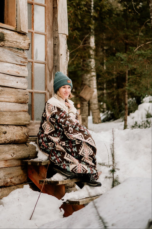 Couverture - Jeté en laine à motif boho aztèque