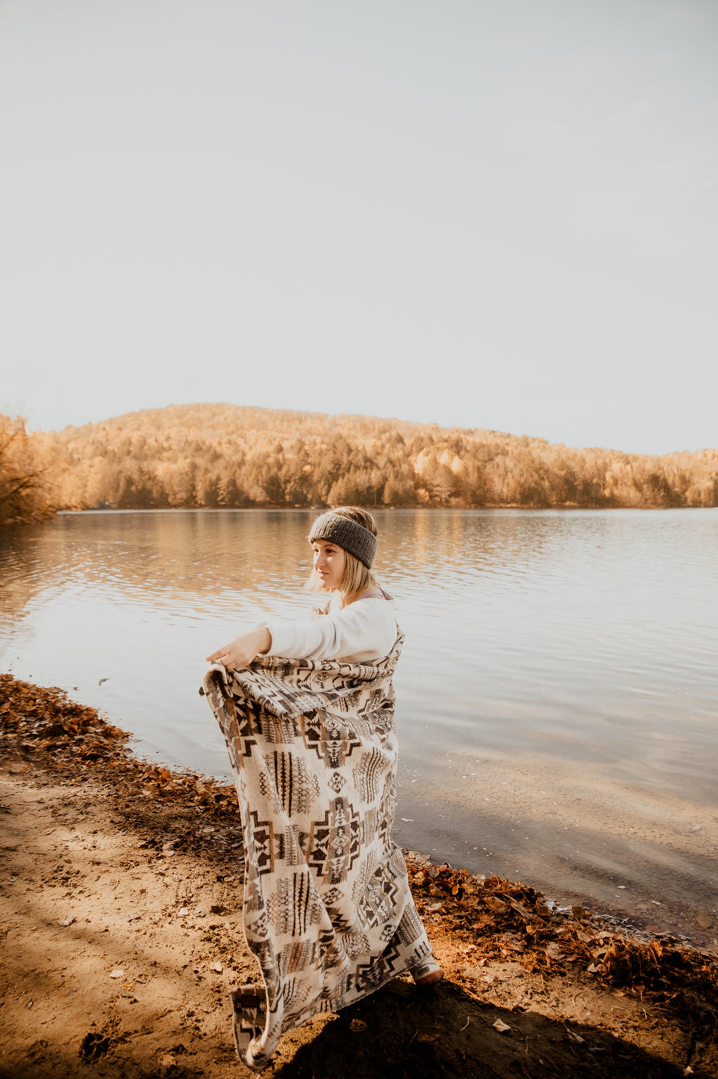 Couverture - Jeté en laine à motif boho aztèque