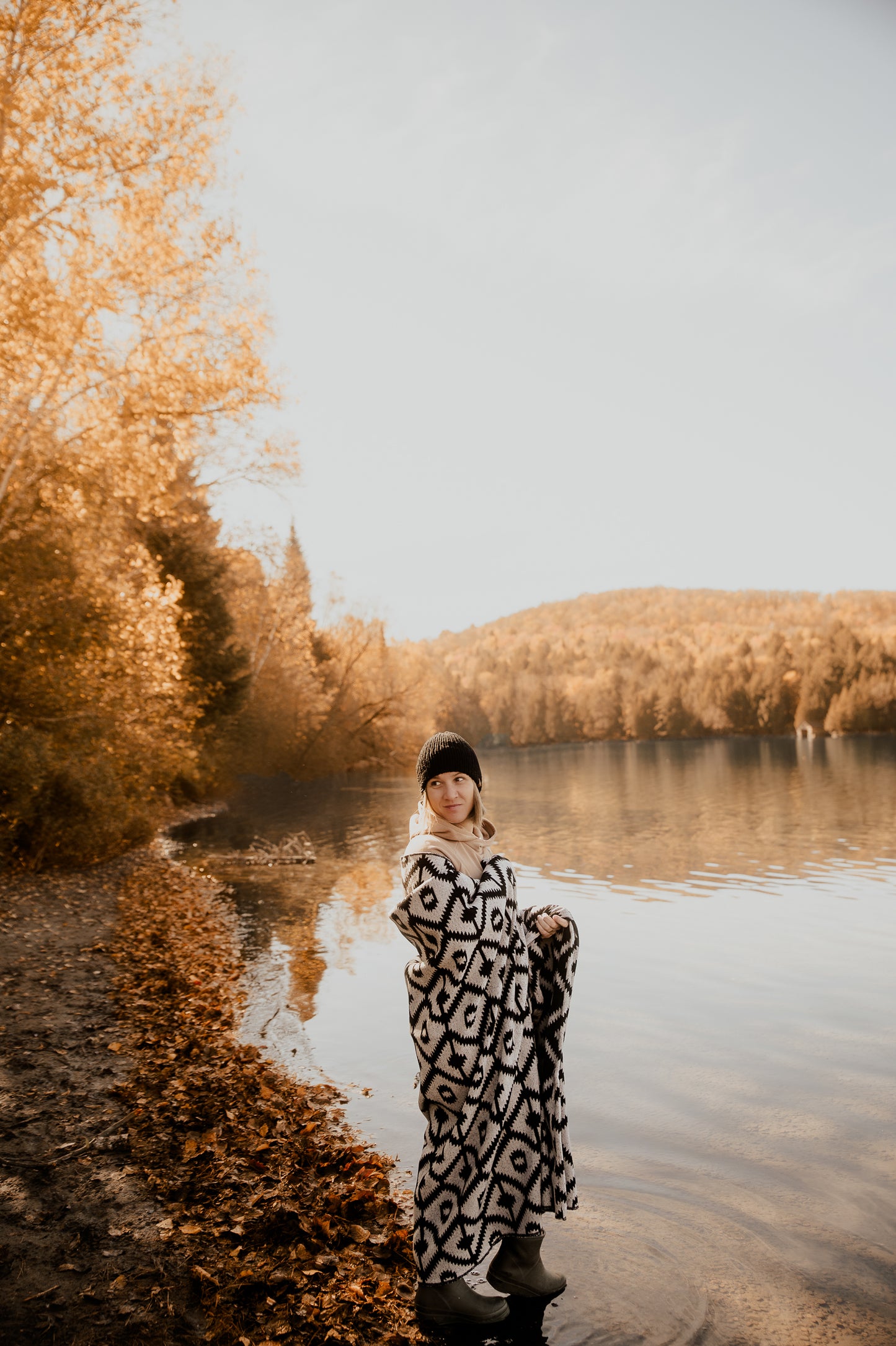 Couverture - Jeté en laine à motif boho aztèque