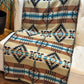 Couverture - Jeté en laine à motif boho aztèque - Beige et Noir