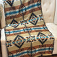 Couverture - Jeté en laine à motif boho aztèque - Beige et Noir