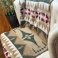 Couverture - Jeté en laine à motif boho aztèque - Vert et beige