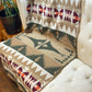 Couverture - Jeté en laine à motif boho aztèque - Vert et beige