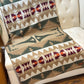 Couverture - Jeté en laine à motif boho aztèque - Vert et beige