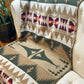 Couverture - Jeté en laine à motif boho aztèque - Vert et beige