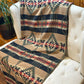 Couverture - Jeté en laine à motif boho aztèque - Vert et Noir
