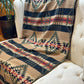 Couverture - Jeté en laine à motif boho aztèque - Vert et Noir