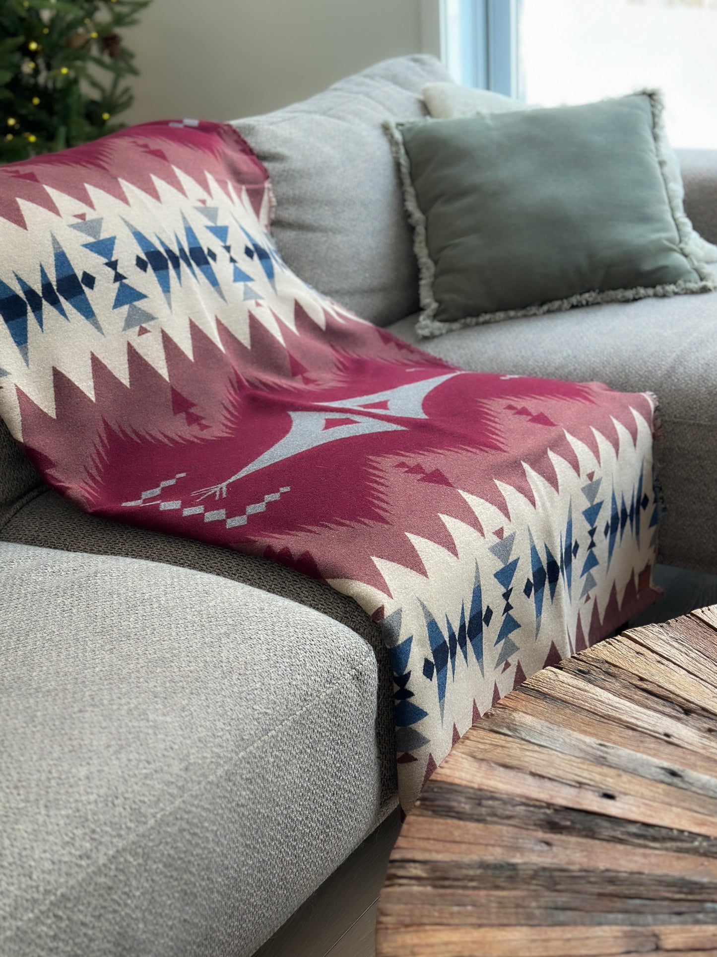 Couverture - Jeté en laine à motif boho aztèque