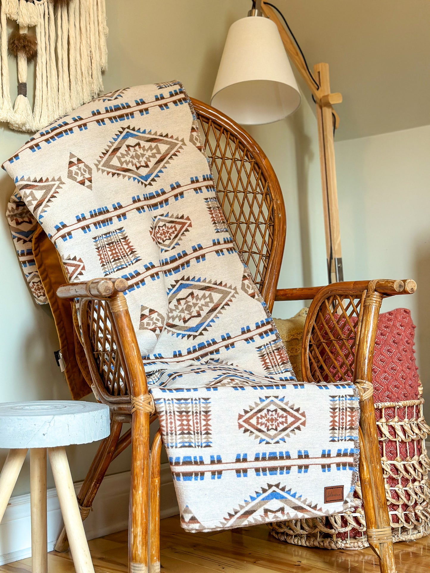 Couverture - Jeté en laine à motif boho aztèque