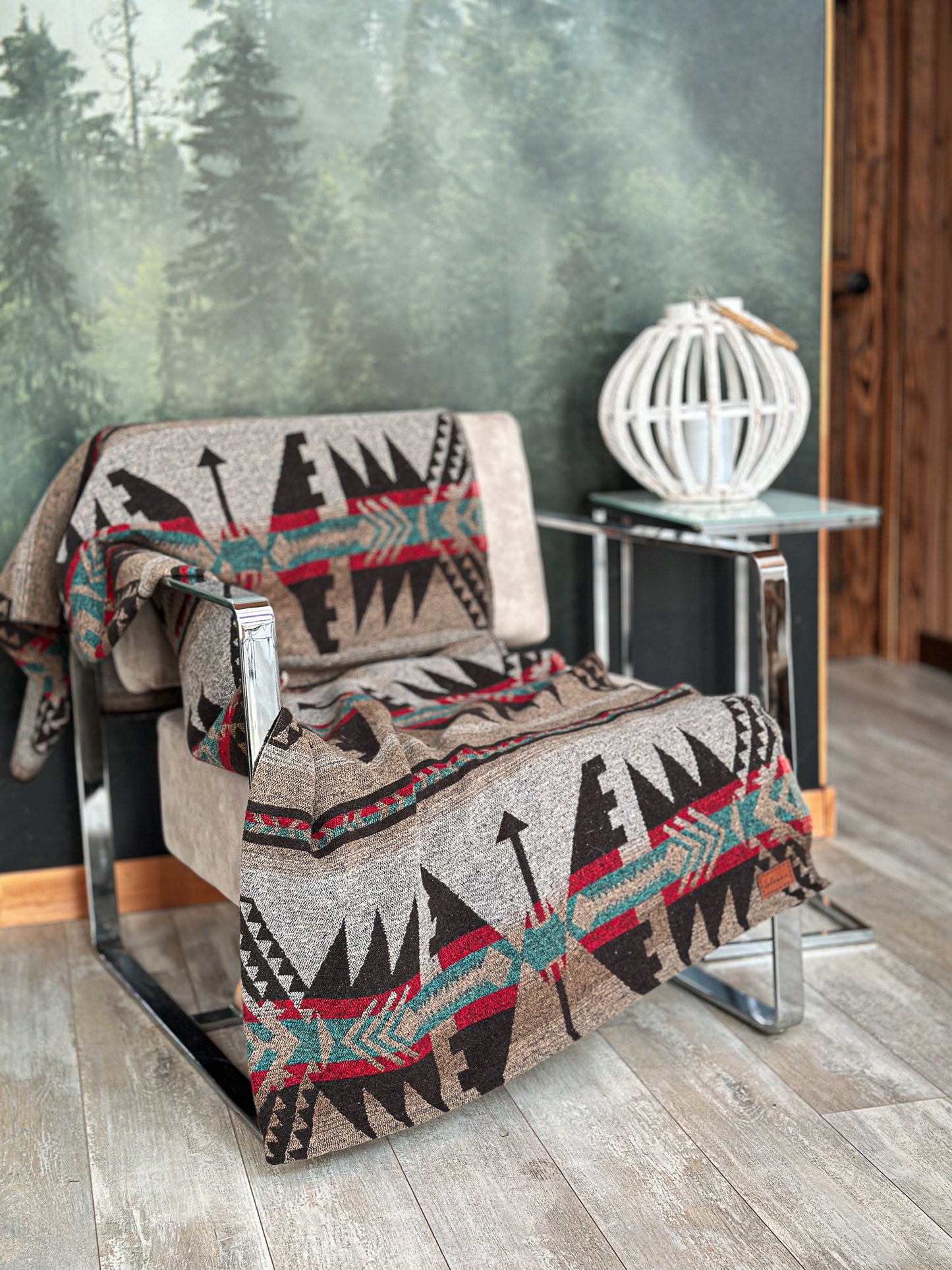 Couverture - Jeté en laine à motif boho aztèque