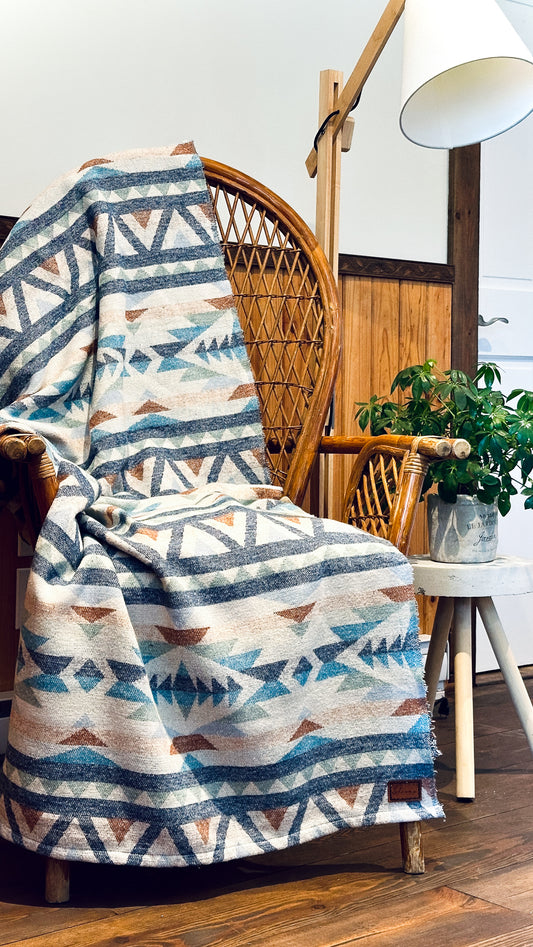 Couverture - Jeté en laine à motif boho aztèque